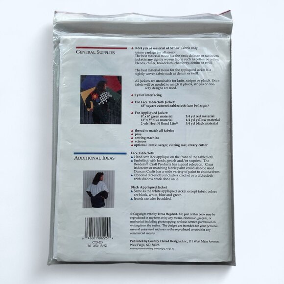 VTG Lasting Impressions Applique Tablecloth Jacket Pattern 225 FF Uncut NOS - Picture 3 of 3